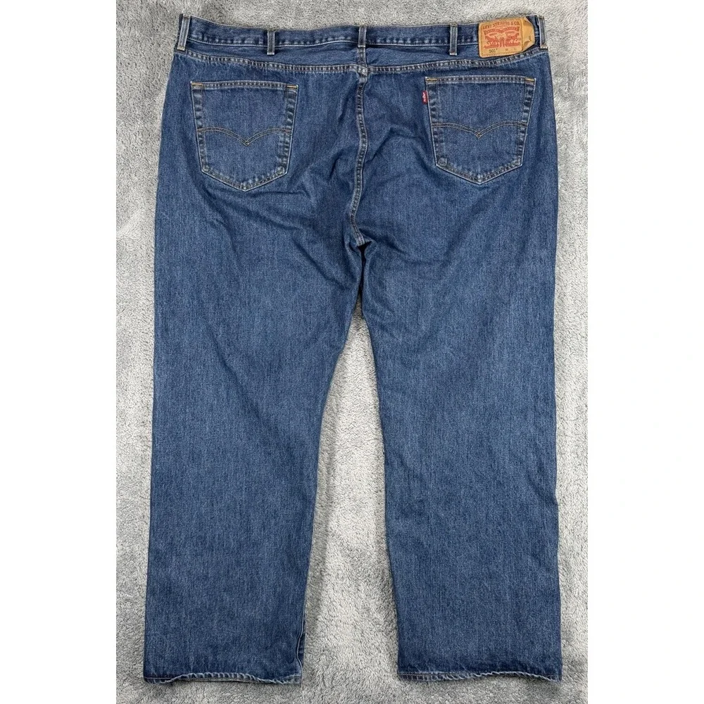 Levis 501 Jeans Mens 52x32 Blue Denim‎ Straight Leg Button Fly High Rise Casual